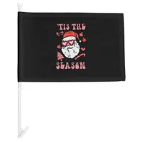 Groovy Christmas Santa Tis The Season Car Flag
