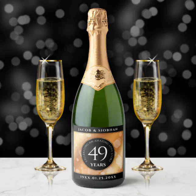 Elegant 49th Copper Wedding Anniversary Sparkling Wine Label