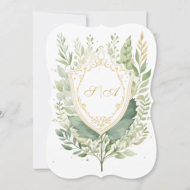 Rustic Watercolor Greenery Wedding  Invitation