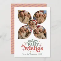 Groovy Vibes Retro Photo Collage Christmas Holiday Card