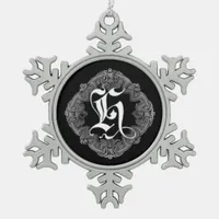 Elegant Goth Initial H Snowflake Ornament