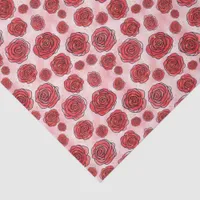Red Roses on Pink Watercolor Pattern Tissue Paper