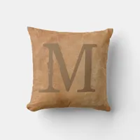 Rustic Brown Monogram Throw Pillow