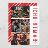 Elegant Red 5-Photo Collage Holiday Card