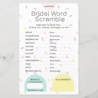 Bridal Word Scramble Answer Key