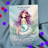 Dreamy Mermaid Under the Sea Birthday Party Invitation