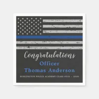 Thin Blue Line Flag Police Officer Graduation Napk Napkins