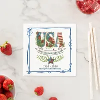 US 250 Years of Freedom Watercolor 4th July  Napkins