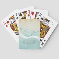 Beach House Seagull Aqua Blue ID623 Poker Cards