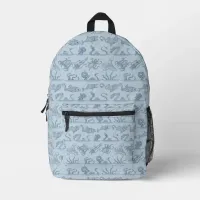 Fun Pastel & Navy Blue Sea Monster Line Art Printed Backpack