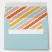 Modern Blue Bold Colorful Stripes Christmas Card Envelope