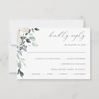 Emerald Greenery Elegant Wedding RSVP Card