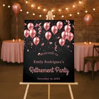 Rose Gold Balloons Black Retirement Party Welcome Foam Board