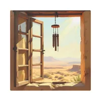 A Rustic Window open to the Desert Windchimes  Metal Print