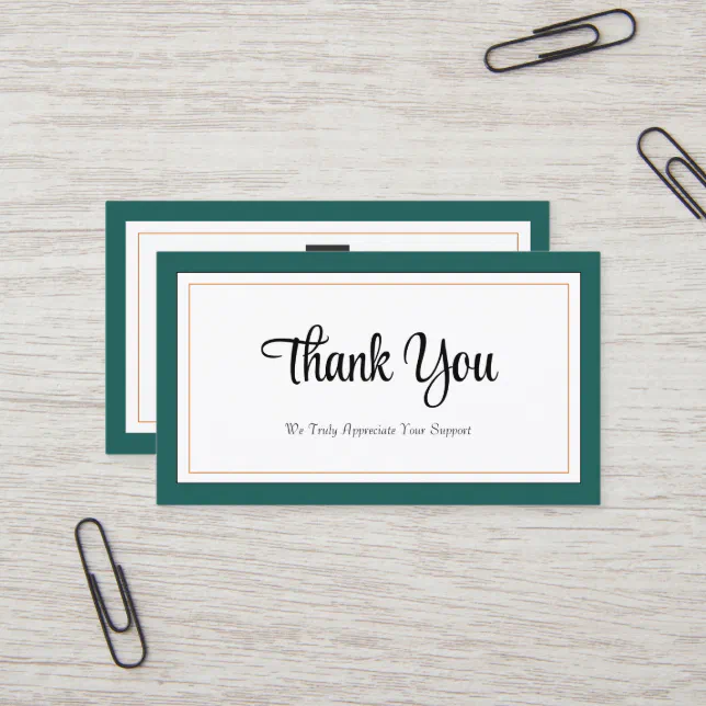 Modern Green White Gold Thank You Card