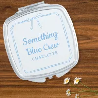 Something Blue Crew Elegant Bow Custom Name  Compact Mirror