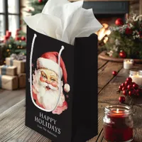 Black Vintage Retro Santa Claus Christmas Small Gift Bag