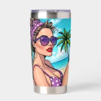 Pretty Lady in Bikini Retro Breach Insulated Tumbler