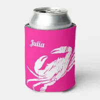 Fun Hot Pink Crab Custom Beach Can Cooler