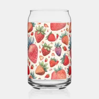 Cute Strawberry Pink Pattern Can Glass