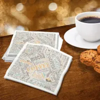 Coffee on Burlap Word Cloud Teal ID283 Napkins