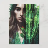 Double Exposure Cactus Woman Painting Postcard