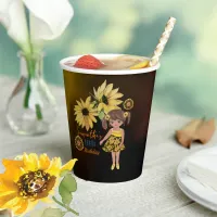 Sunflower Watercolor Fifth Girl Birthday Paper Cups