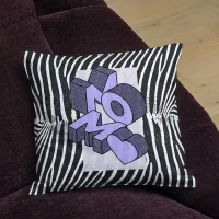 Wild Loud Cool Zebra 3D letters Purple Mom Throw Pillow