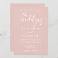 Simple Modern Minimalist Blush Wedding Invitation