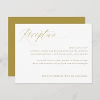 Gold Elegant Calligraphy Wedding Reception Card