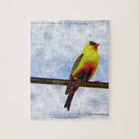 Goldfinch on Power Line Jigsaw Puzzle