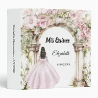 Quinceanera arch floral pink dress photo album 3 ring binder