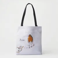 Bird red Robin snow cute name Tote Bag