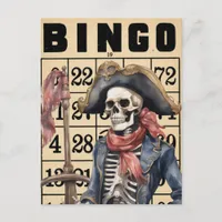 Watercolor Pirate on Vintage Bingo Card