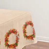 Southwest Chile Ristra Wreath on Adobe Wall Tablecloth