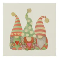 Watercolor Scandinavian Gnome Trio Christmas Faux Canvas Print