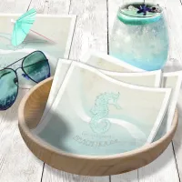 Beach House Seahorse Aqua Blue ID623 Napkins