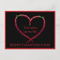 Spicy Chili Pepper Valentine's Day Postcard