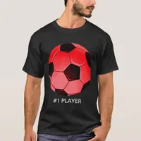 Red American Soccer or Association Football Ball T-Shirt