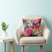 Tropical Flowers Floral Throw Pillow