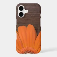 Rustic Orange Daisy and Barn Wood iPhone 17 Case