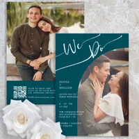 Teal Two Photo Handwritten Wedding Invitation