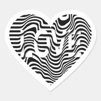 LOVE black white striped heart modern Heart Sticker