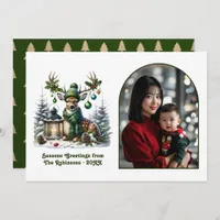 Woodland Deer Rustic Christmas Forest Animal Photo Holiday Card