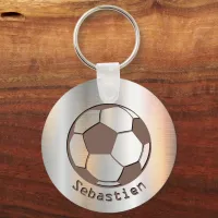 End of Season Soccer Team Gifts Silver Name Keychain