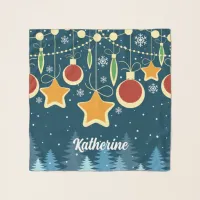 Retro Colorful Christmas Ornaments Design Scarf