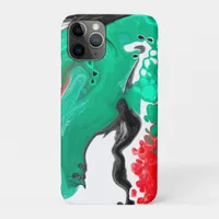 Red, Green, Black and White Marble Fluid Art    iPhone 11 Pro Case