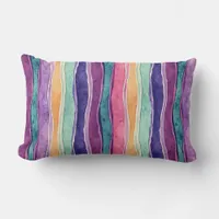 Vibrant Wavy Vertical Stripe  Lumbar Pillow