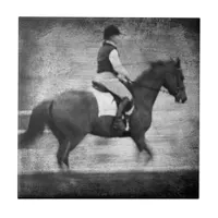 Dressage in Black and White Grunge Ceramic Tile