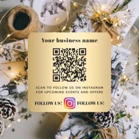 Gold business name qr code instagram square sticker